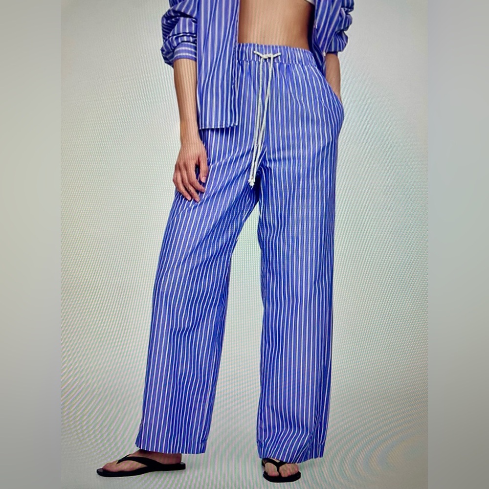 Mid Rise Pull-On Wide-Leg Striped Pants NWT